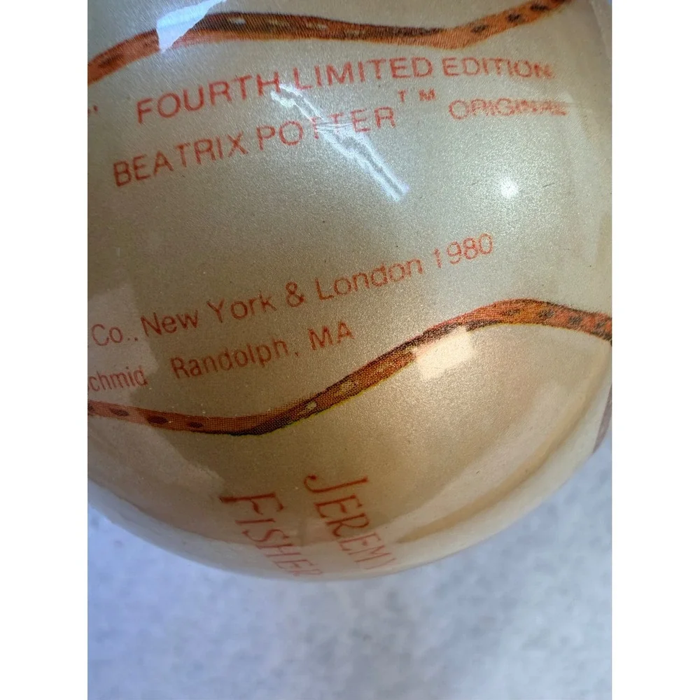 Vintage 1980 Schmid Beatrix Potter Jeremy Fisher Satin Ball Ornament Limited Ed